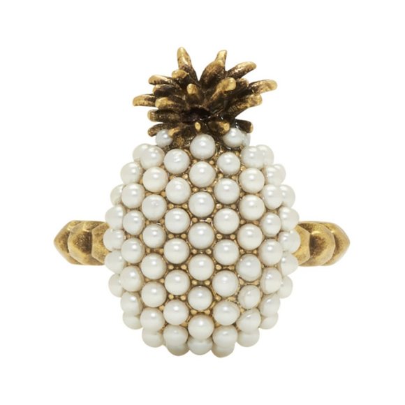 HOST PICK! Gucci Pearl Pineapple Ring in Gold NEW IN BOX - Picture 1 of 15